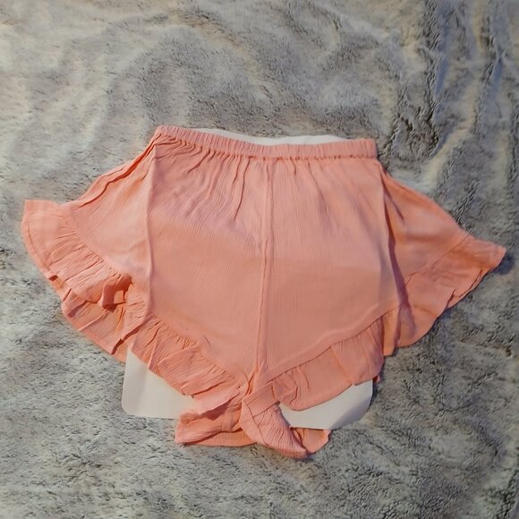 Asos Design Women's Flutter Frill Crinkle Beach Short Pink - Picture 2 of 8